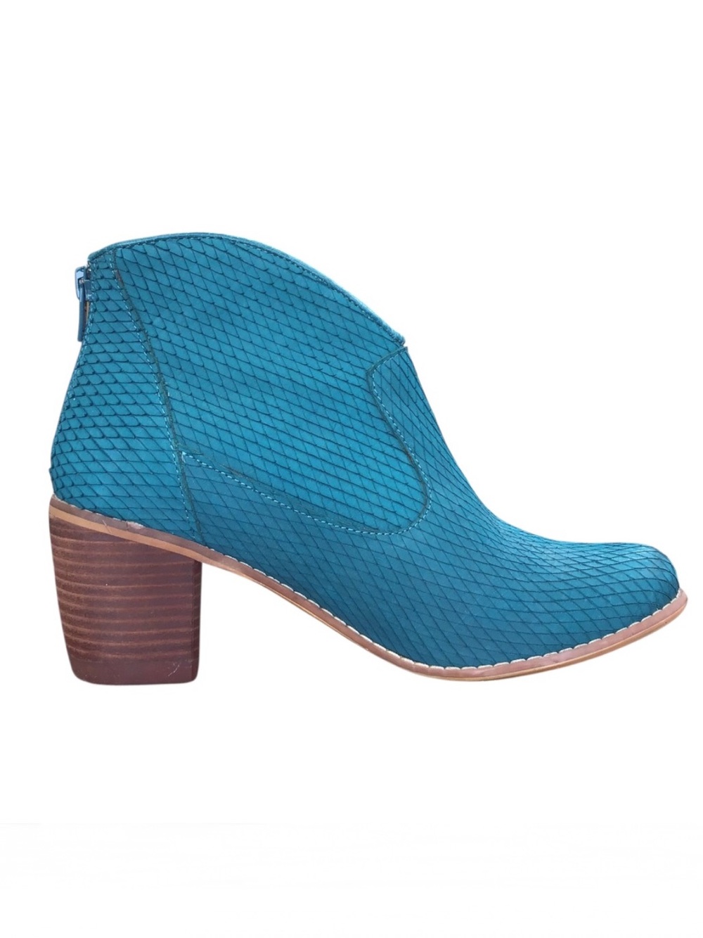 Miz Mooz Nomad Blue Leather Heeled Ankle Boots